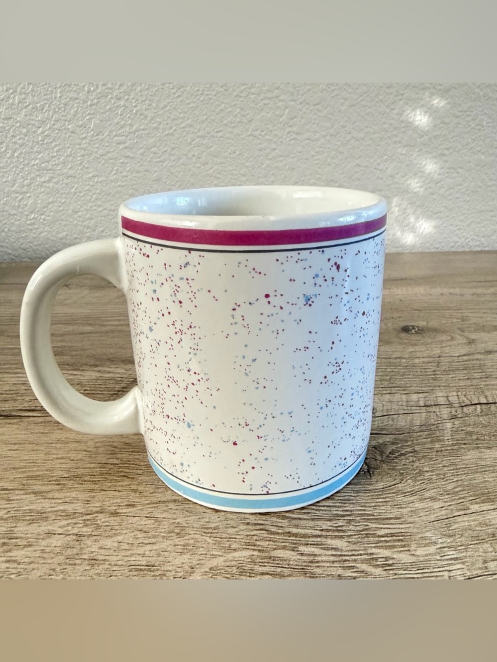 Vintage Coffee Tea Rainbow Speckled Confetti Pottery Mug Cup Pink Purple Blue
